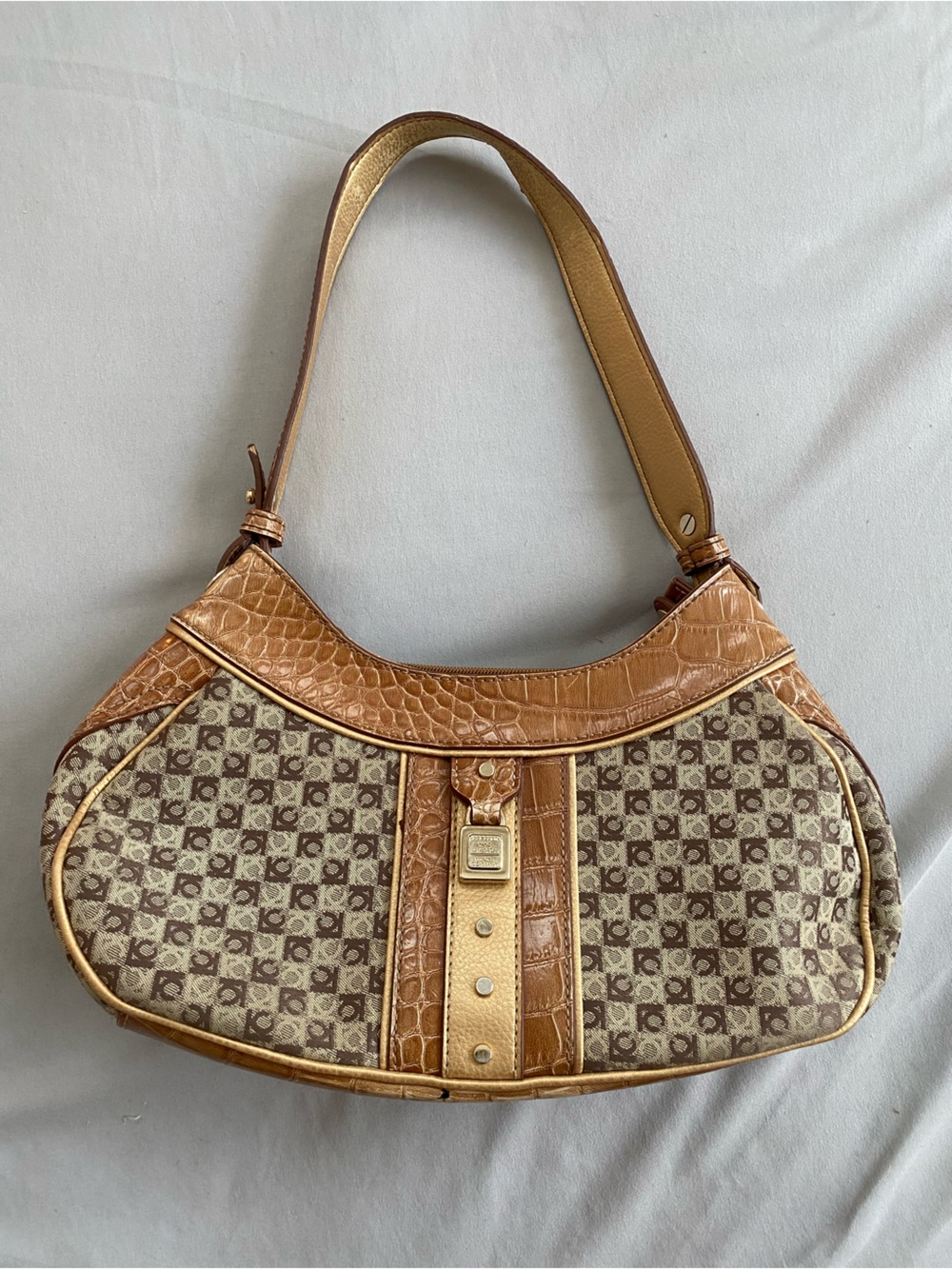 Liz Claiborne Brown and Tan Patterned Shoulder Bag